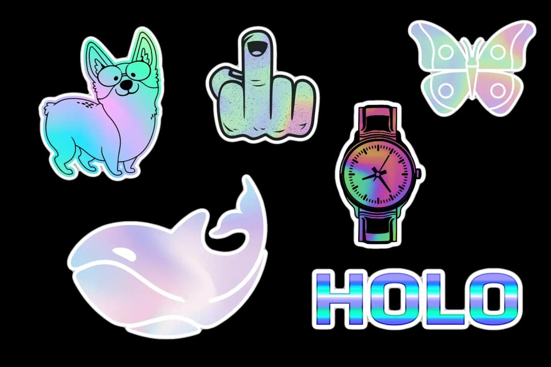 Holographic dog sticker