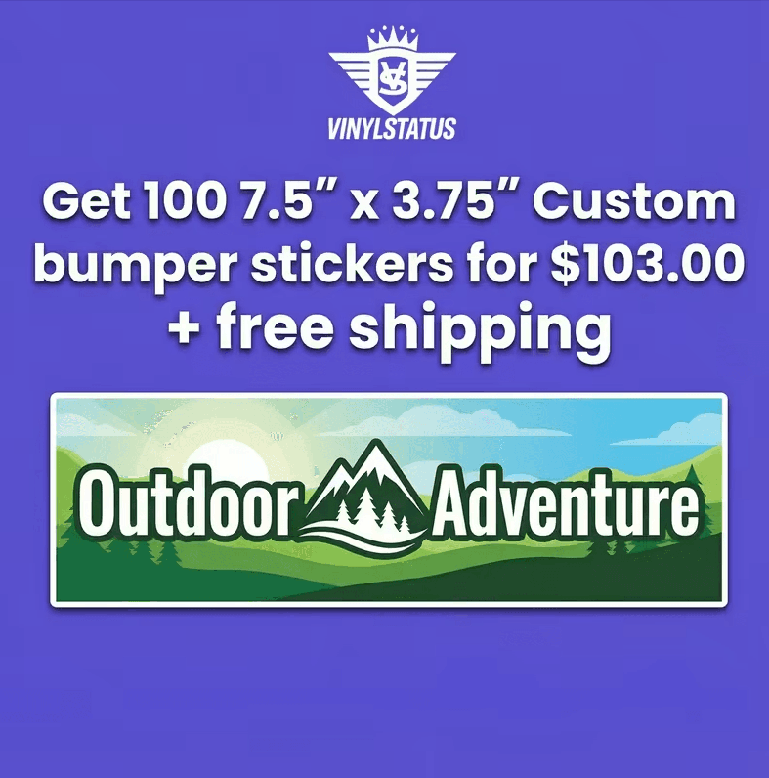 100 7.5" x 3.75" Custom bumper stickers for $103.00