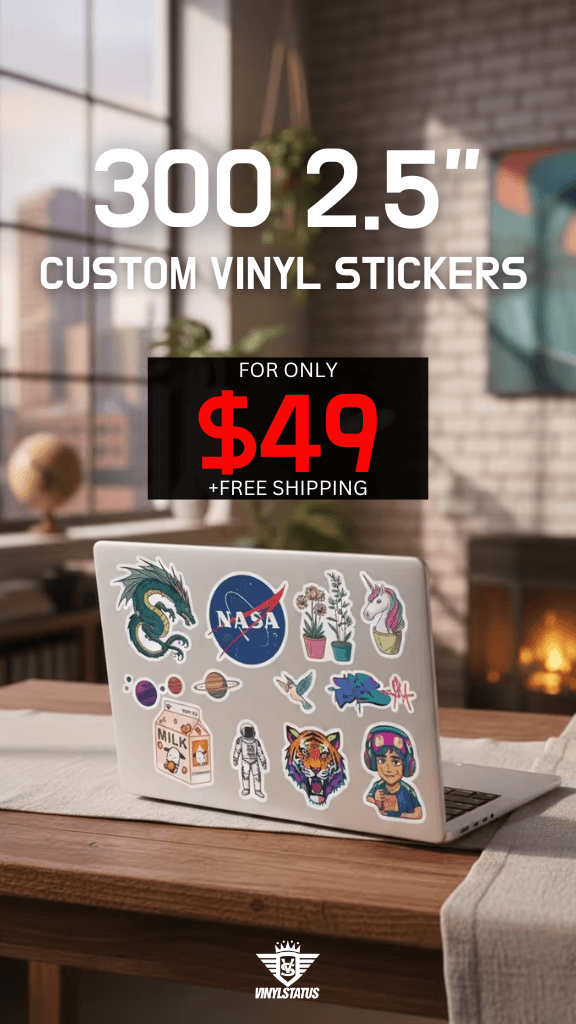 300 2.5" Custom printed die cut stickers for $49.00