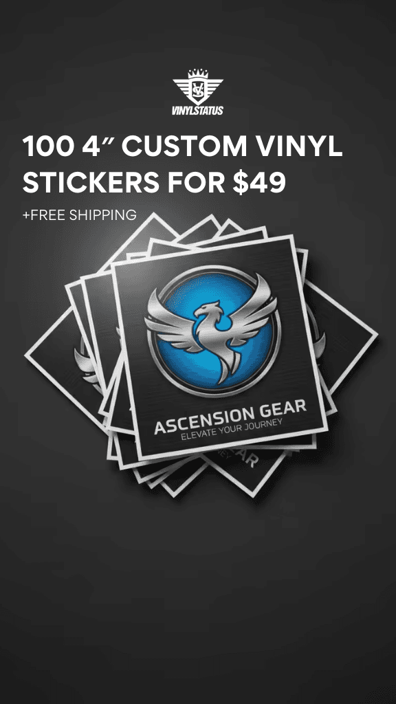 100 4" Custom printed die cut stickers for $49.00