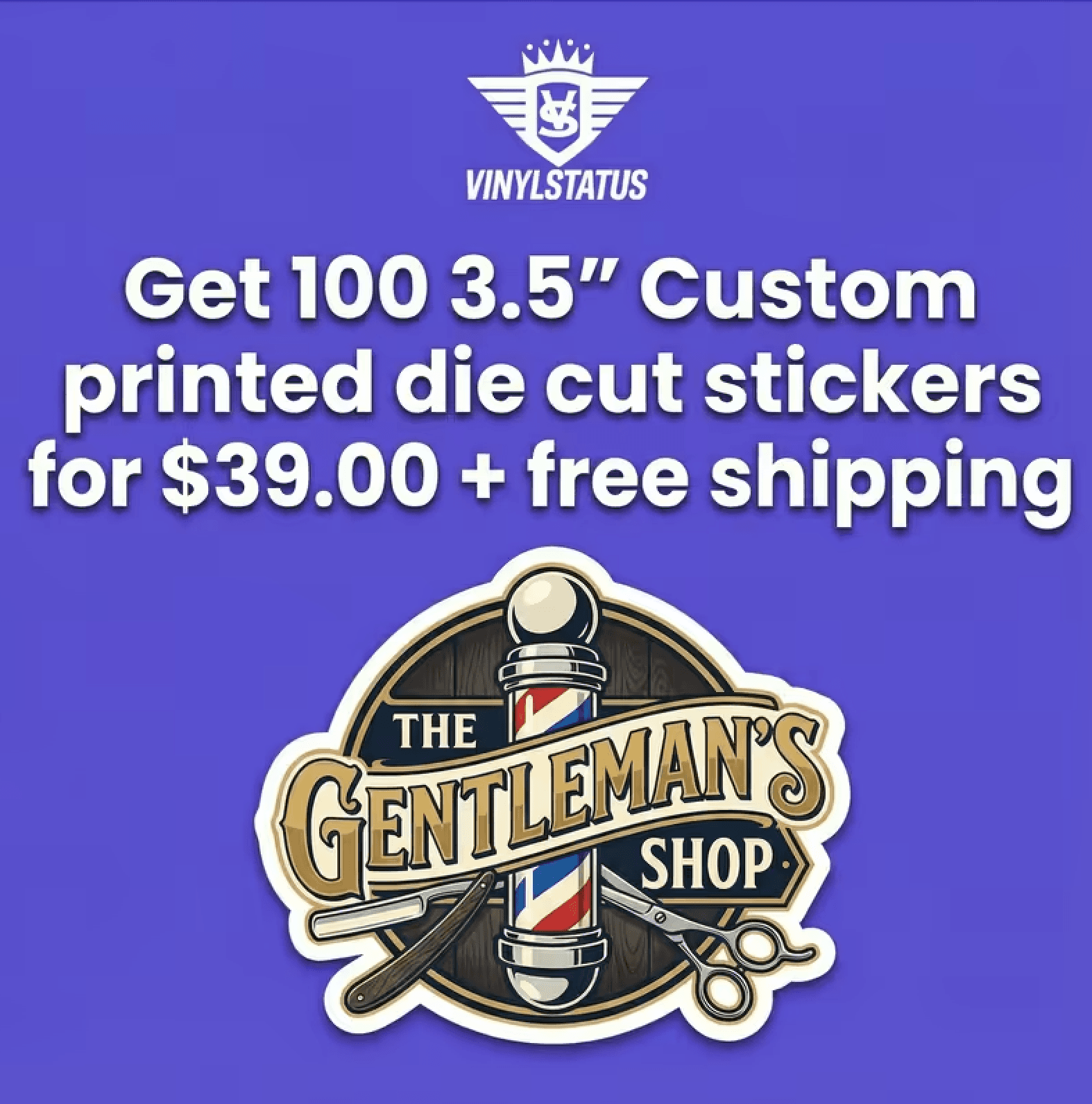 100 3.5" Custom printed die cut stickers for $39.00