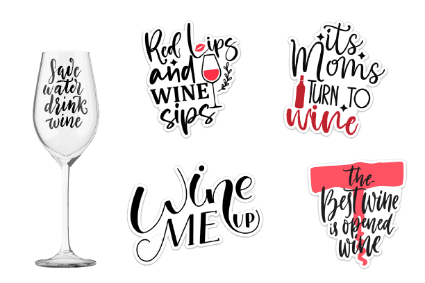 Custom Wine Glass Decals