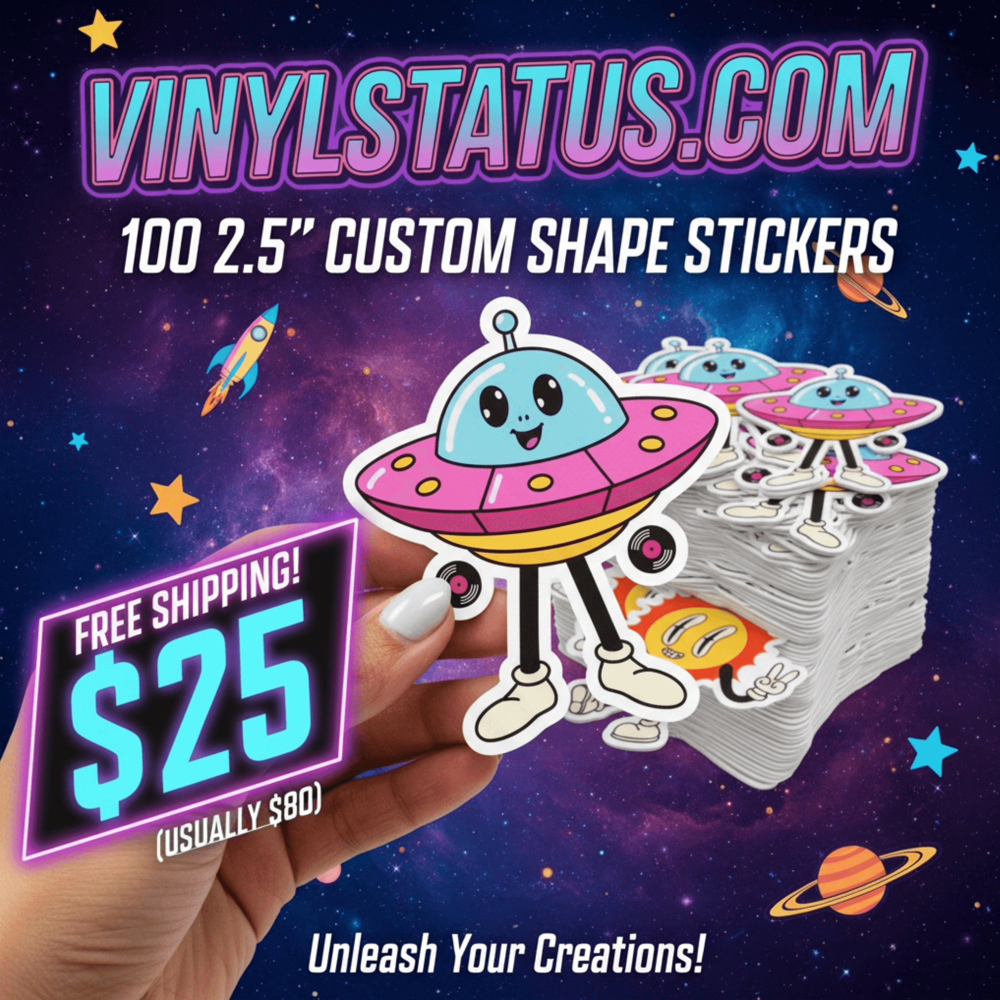 100 2.5" Die Cut Stickers for $25