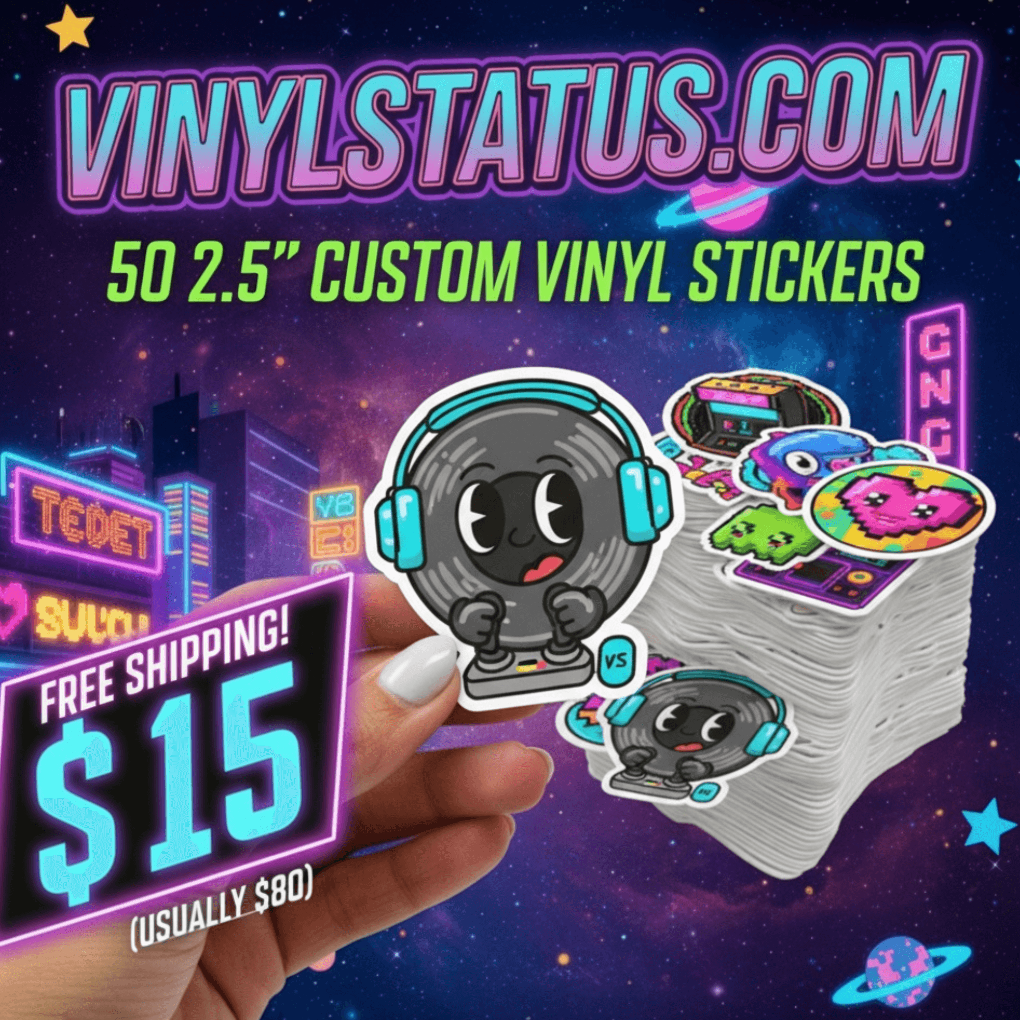 50 2.5" Custom Vinyl Stickers for $15