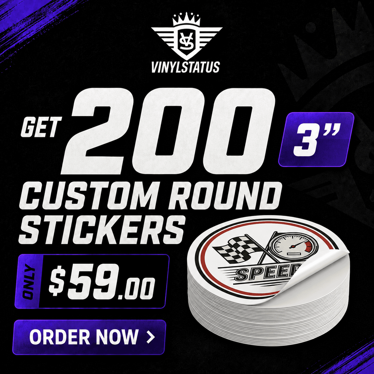 200 3" Custom round stickers for $59.00