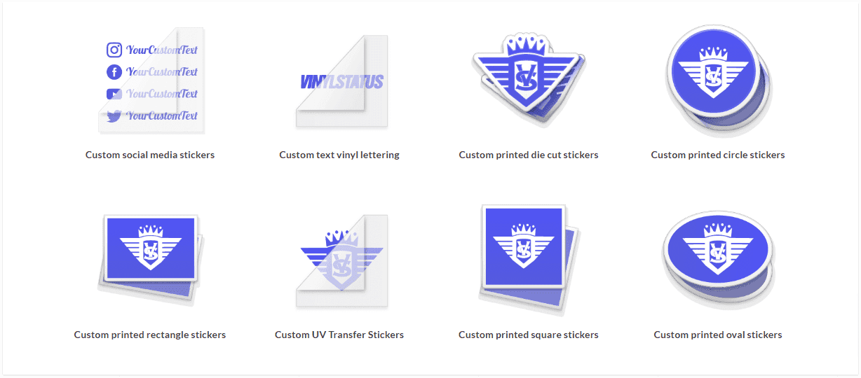 Different types of stickers